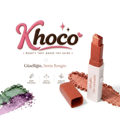 Khoco Çift Renkli Kalem Far Stick – Asansörlü,suya dayanıklı, kalıcı & Işıltılı Göz Farı