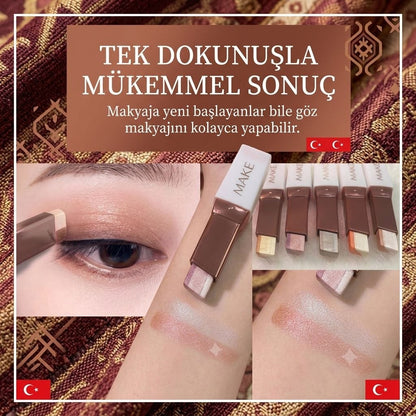 Khoco Çift Renkli Kalem Far Stick – Asansörlü,suya dayanıklı, kalıcı & Işıltılı Göz Farı