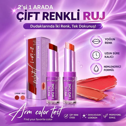 Khoco Çift Renkli Mat Ruj - Suya Dayanıklı & Kalıcı İki Renkli Ruj