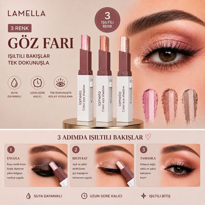 Khoco Çift Renkli Kalem Far Stick – Asansörlü,suya dayanıklı, kalıcı & Işıltılı Göz Farı