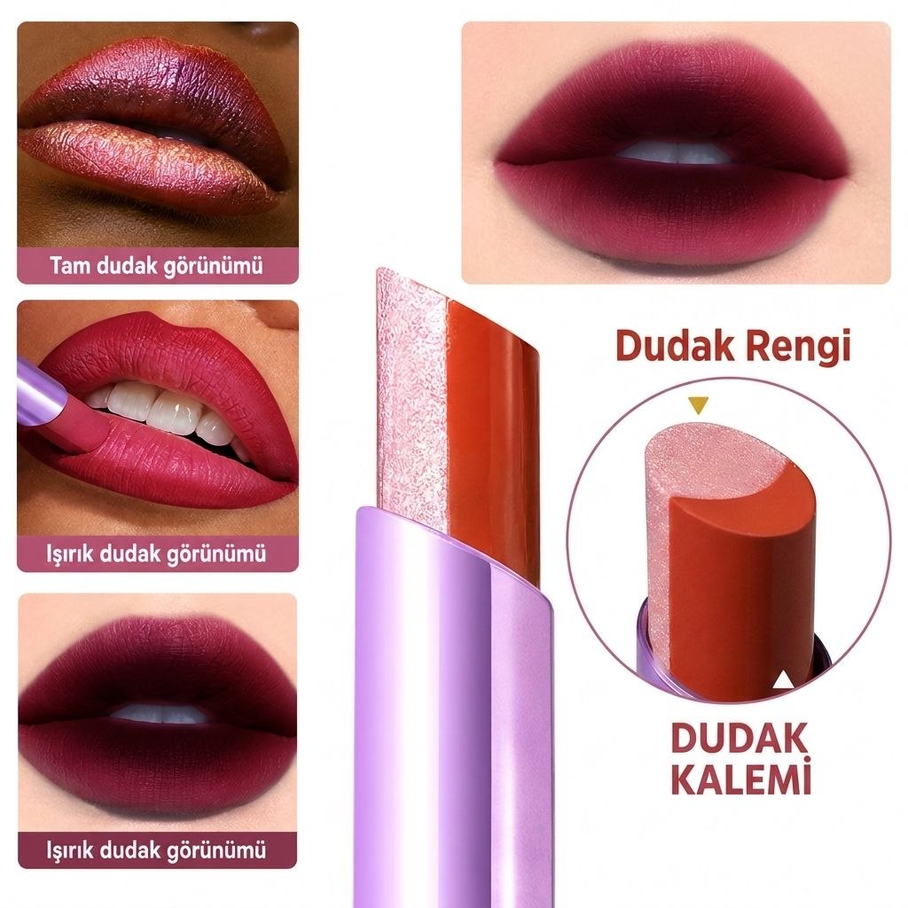 Khoco Çift Renkli Mat Ruj - Suya Dayanıklı & Kalıcı İki Renkli Ruj